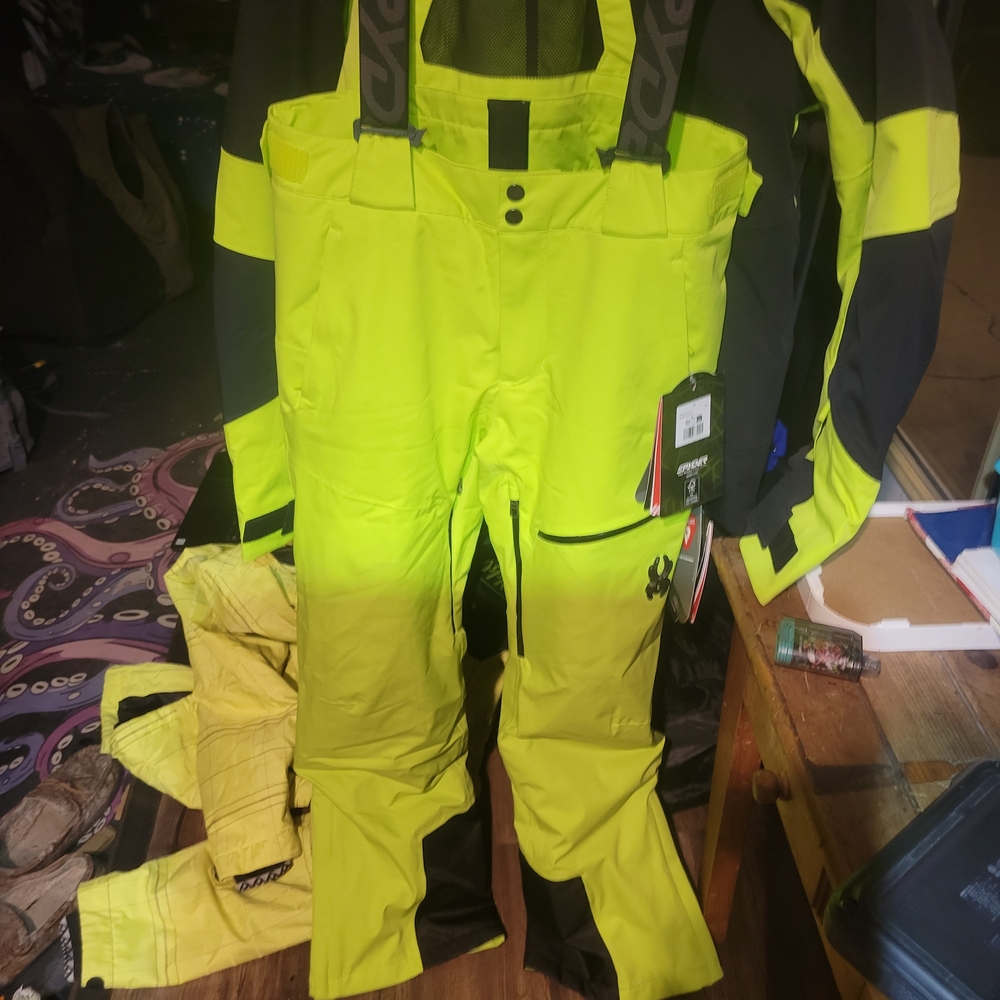 Spyder Neon Yellow Ski & Snowboard Jacket and Pants